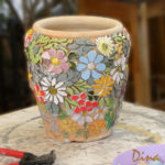 Горшок для цветов из керамической плитки